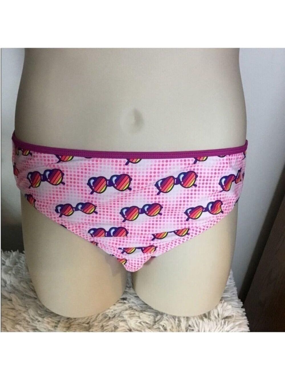 Undercurrent Bandeaukini Woman's Juniors size XL pink dots & sunglasses theme - Picture 6 of 10